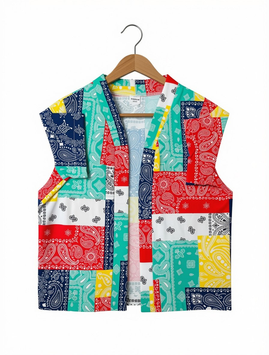 Girl Preloved Bandana Patchwork Shirt (Size 5-6Y)