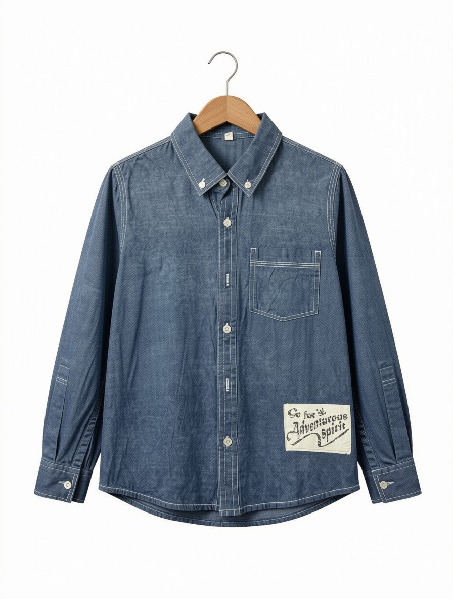 Boys Preloved Blue Adventurous Shirt (Size 7-8Y)