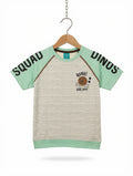 Preloved Kids "Dinos Squad" Raglan Striped T-Shirt – Mint Green (Ages 5-6)