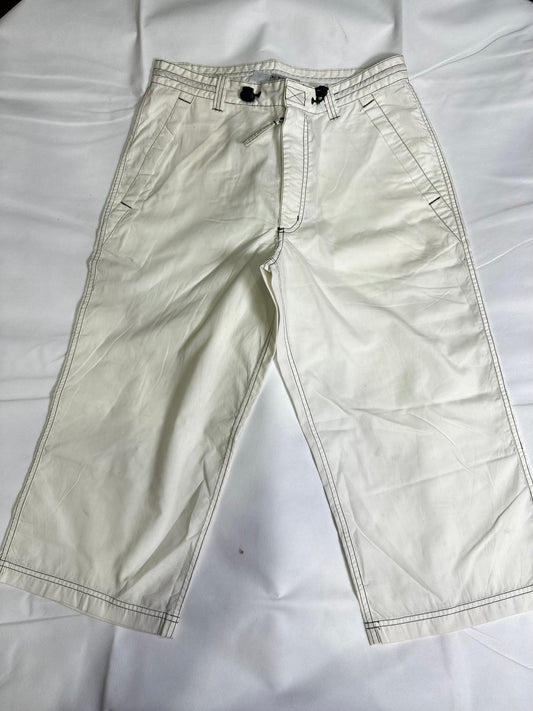 Preloved Off-White Contrast Stitch Wide-Leg Capri Shorts