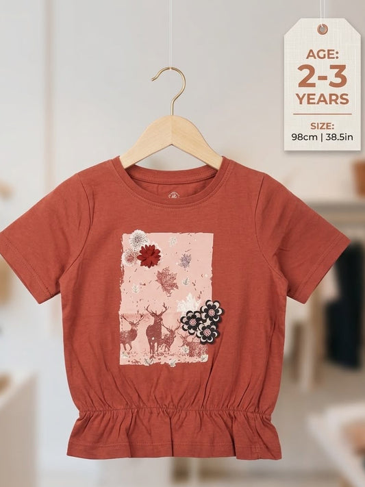 Preloved Girls Floral Graphic Peplum T-Shirt