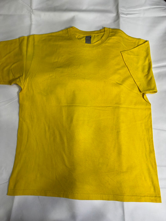 Preloved Canary Yellow Plain Crew Neck Cotton T-Shirt