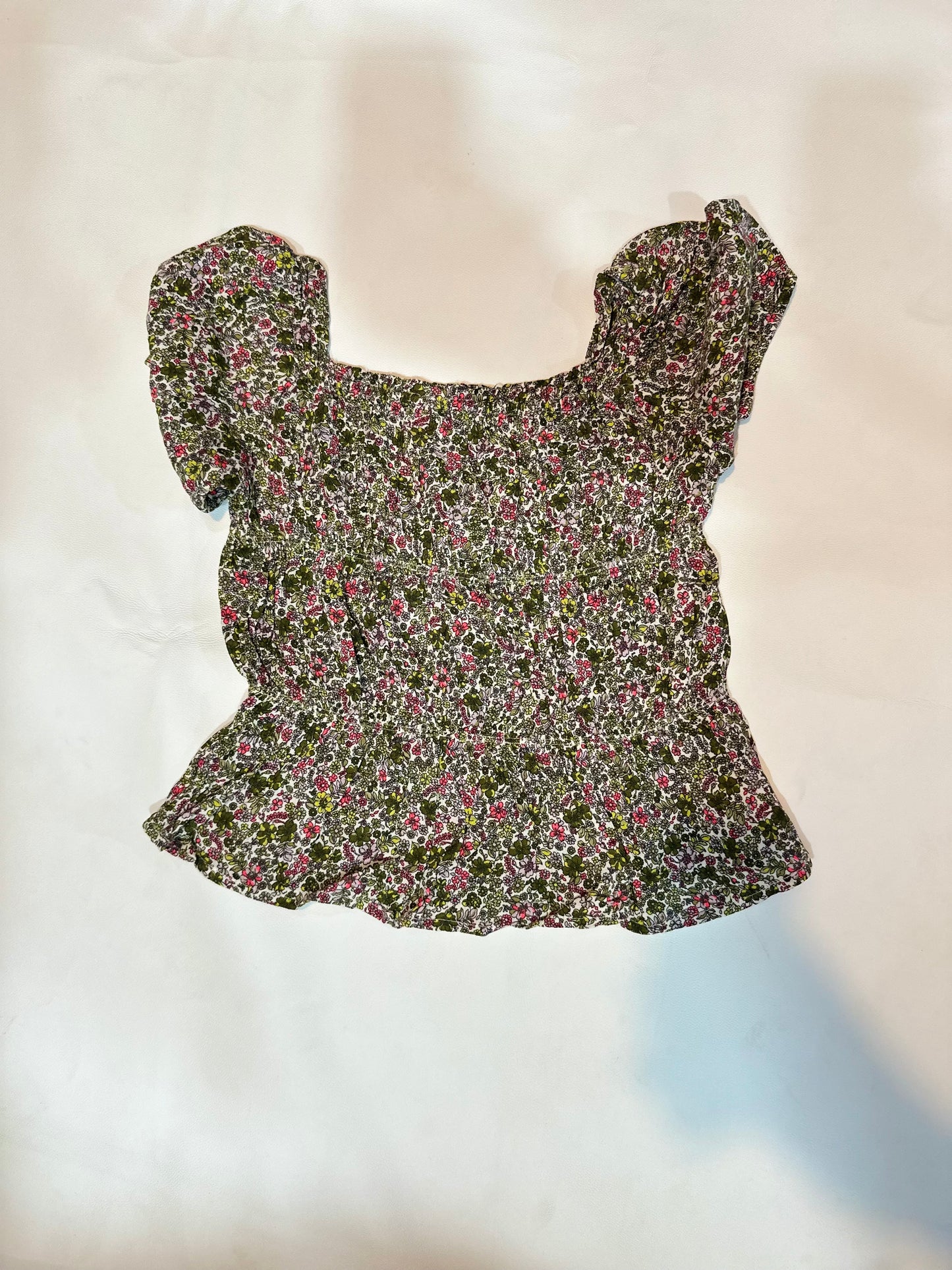 Ladies' Preloved Floral Smocked Peplum Milkmaid Top