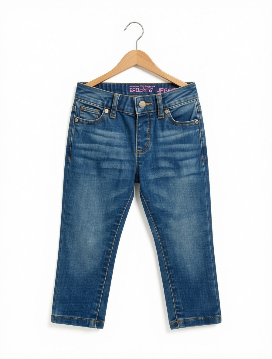 Girls' Preloved Medium Wash Slim Jeans (Size 5-6Y)