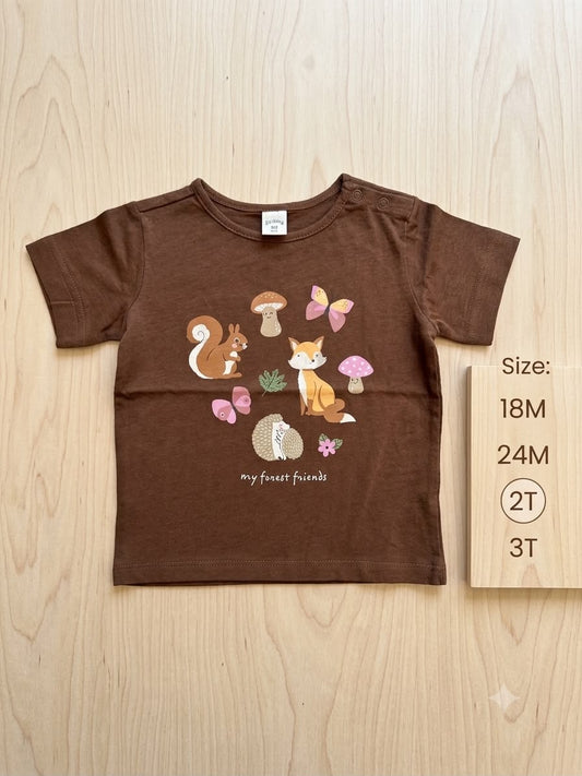 Preloved Toddler "My Forest Friends" Graphic T-Shirt – Earthy Brown (Size 2T)