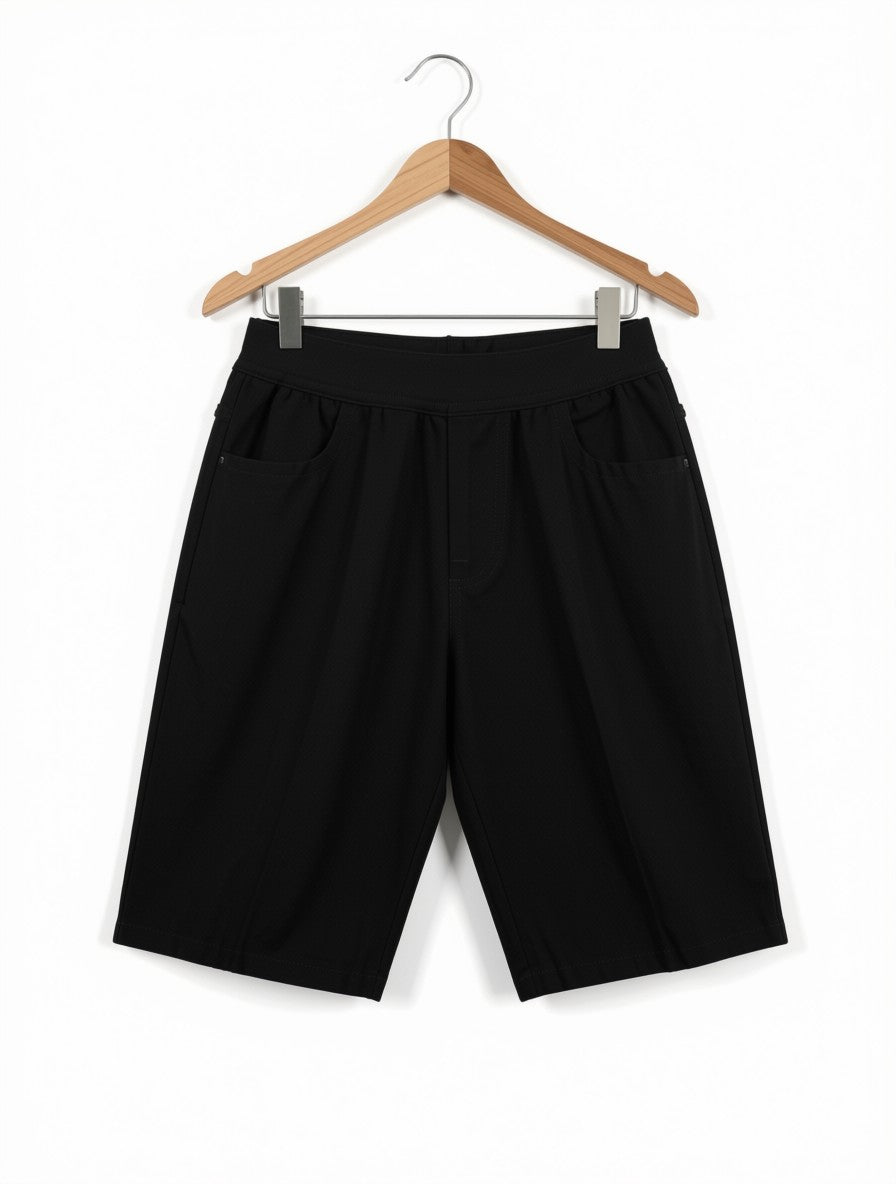 Boys Preloved Solid Black Tailored Casual Shorts (Size 7-8 Years)
