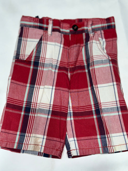 Boys Preloved GAP Kids Red Plaid Checkered Smart Casual Shorts