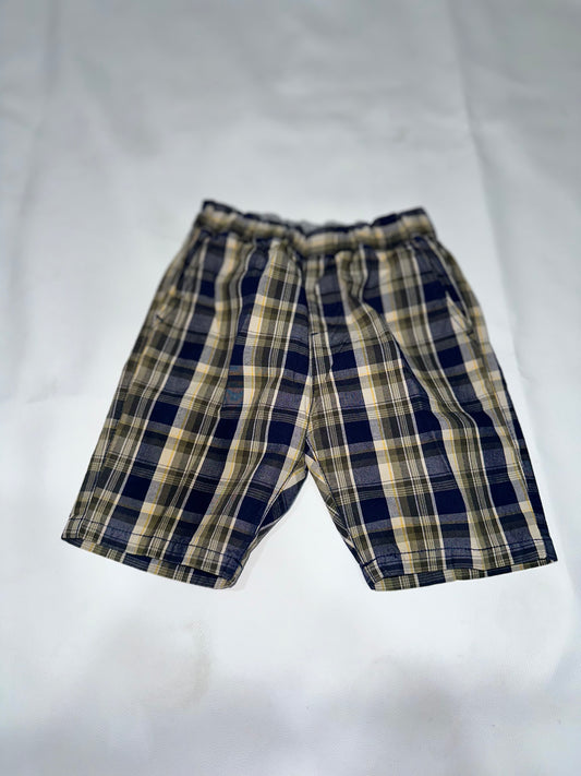 Boys Preloved Green & Blue Plaid Checkered Casual Shorts