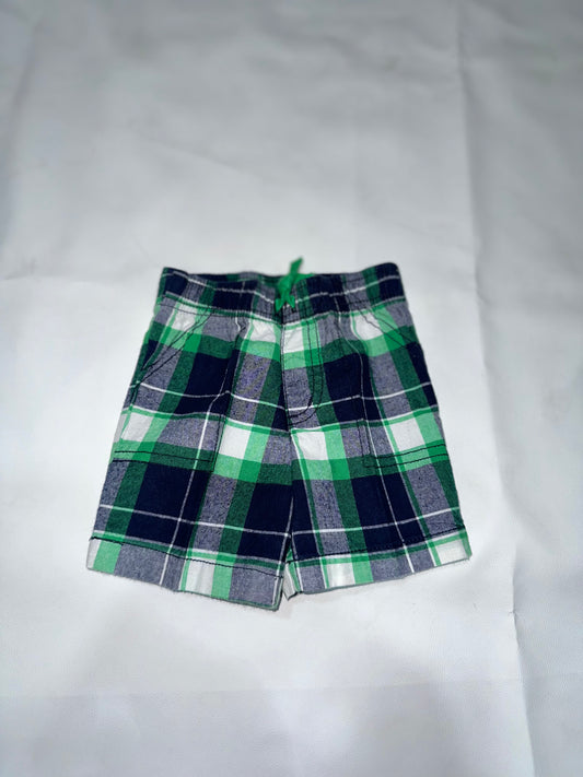 Boys Preloved Green & Navy Plaid Shorts