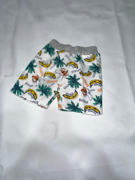 Boys Preloved Tropical Banana & Palm Tree Casual Shorts