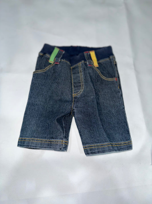 Boys Preloved Funky Color-Block Belt Loop Denim Shorts