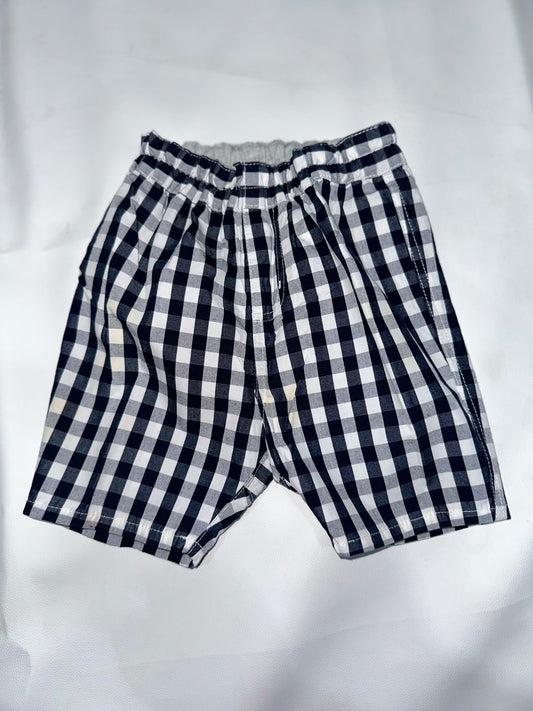 Boys Preloved Navy & White Gingham Checkered Casual Shorts