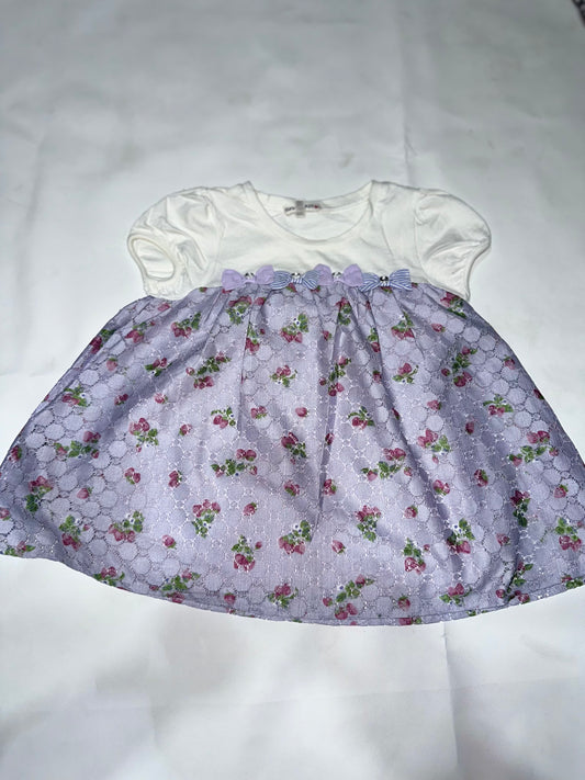Girls Preloved Cream & Floral Layered Dress with Bows