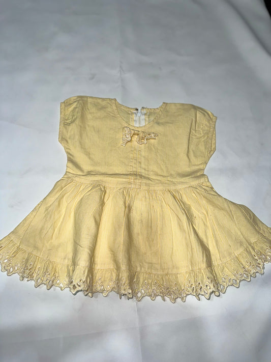Girls Preloved Yellow Eyelet Babydoll Tunic