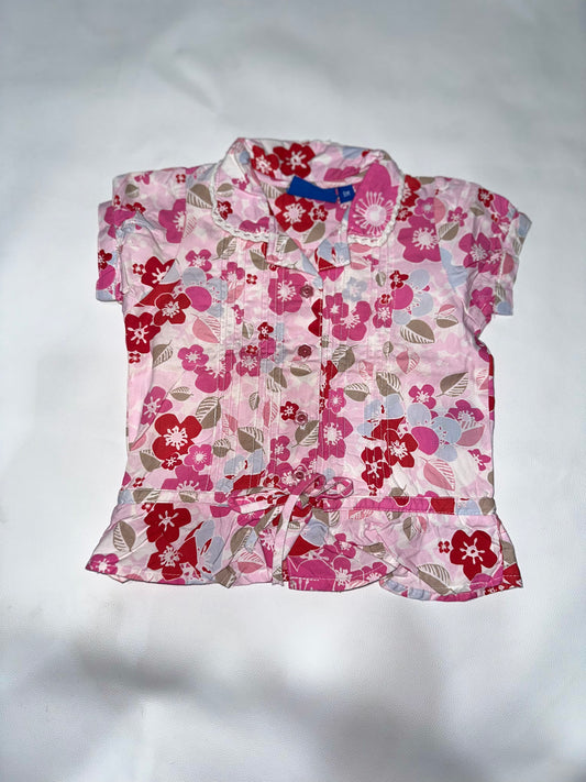 Girls Preloved Pink Floral Peplum Blouse