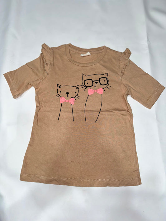 Preloved Motehuts Kids Cat Graphic Ruffled T-Shirt