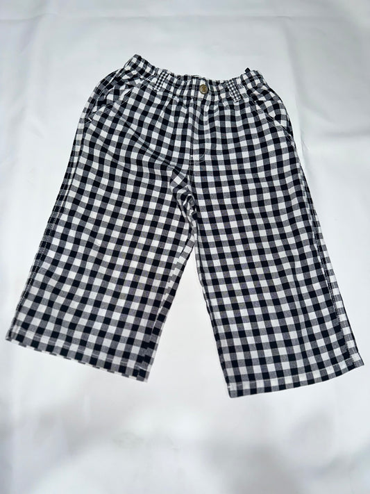 Girls Preloved Black & White Gingham Check Long Shorts