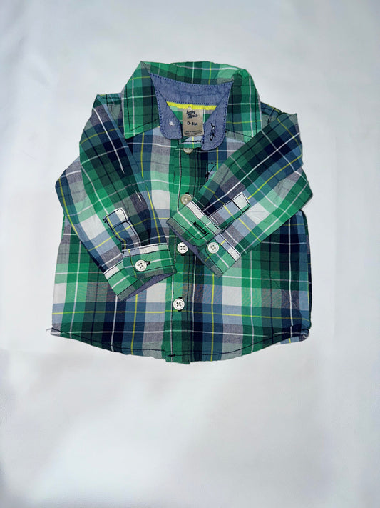 Boys Preloved Green Plaid Shirt