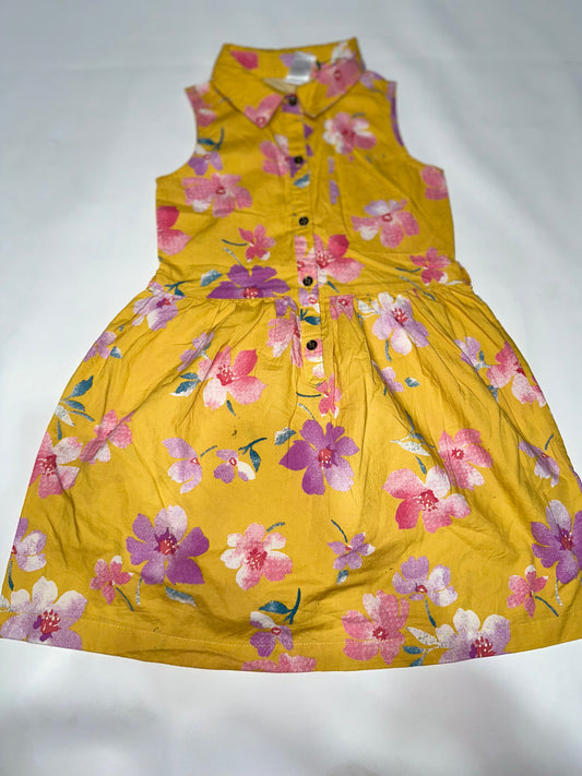Pre loved Girls' Yellow Floral Shirt Dress