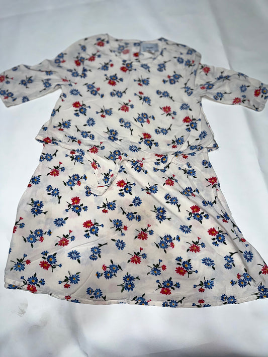 Girls' Preloved Floral Tie-Front Midi Dress