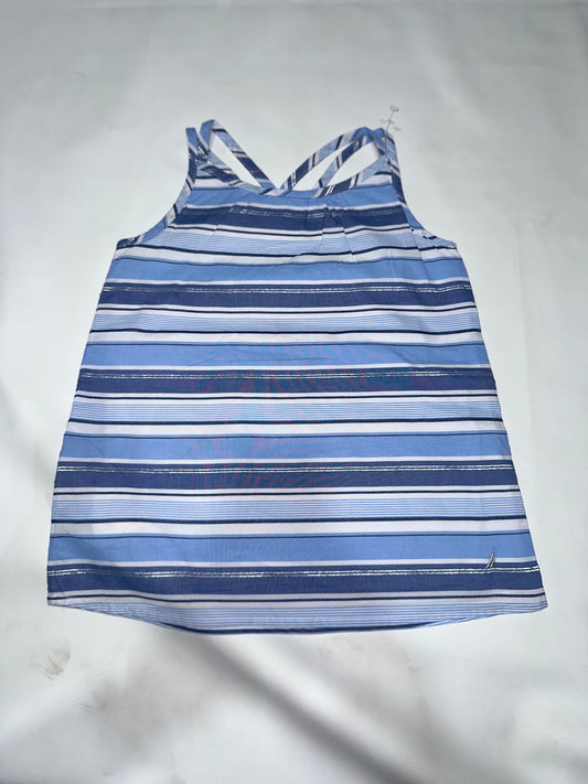 Girls' Preloved Blue Striped Tank Top
