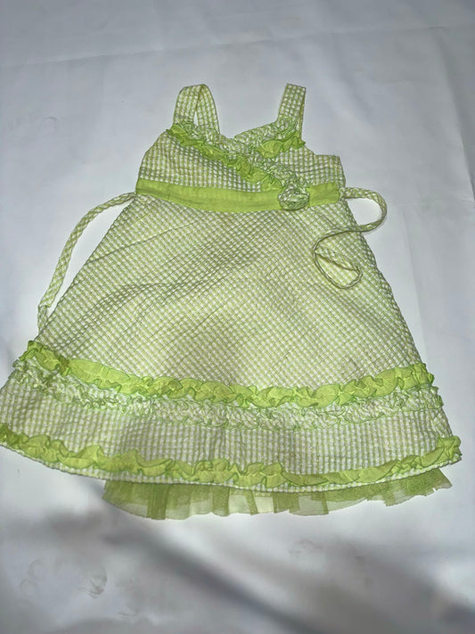 Girls' Preloved Green Seersucker Sundress