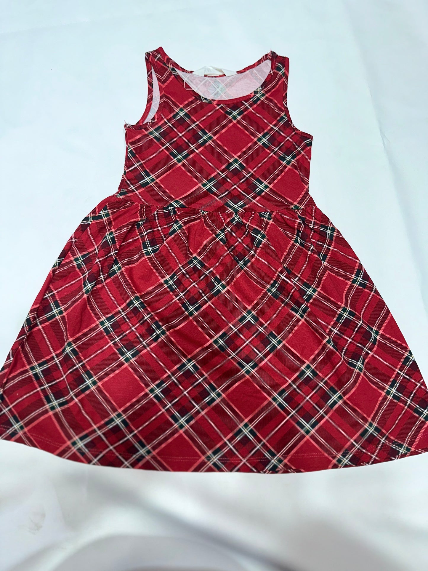 Girls' Preloved Red Plaid Tank Dress