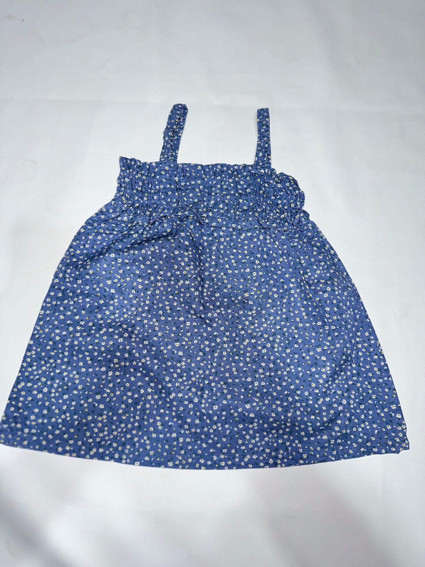 Girls' Preloved Blue Floral Smocked Dress
