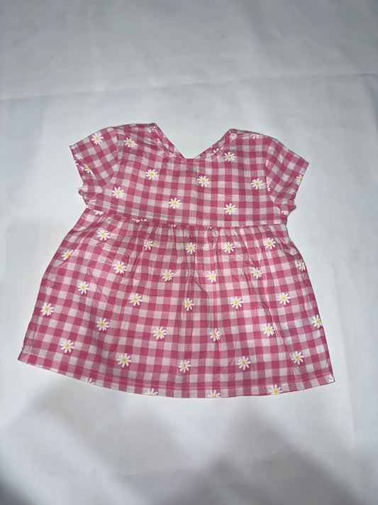 Girls' Preloved Pink Gingham Daisy Dress