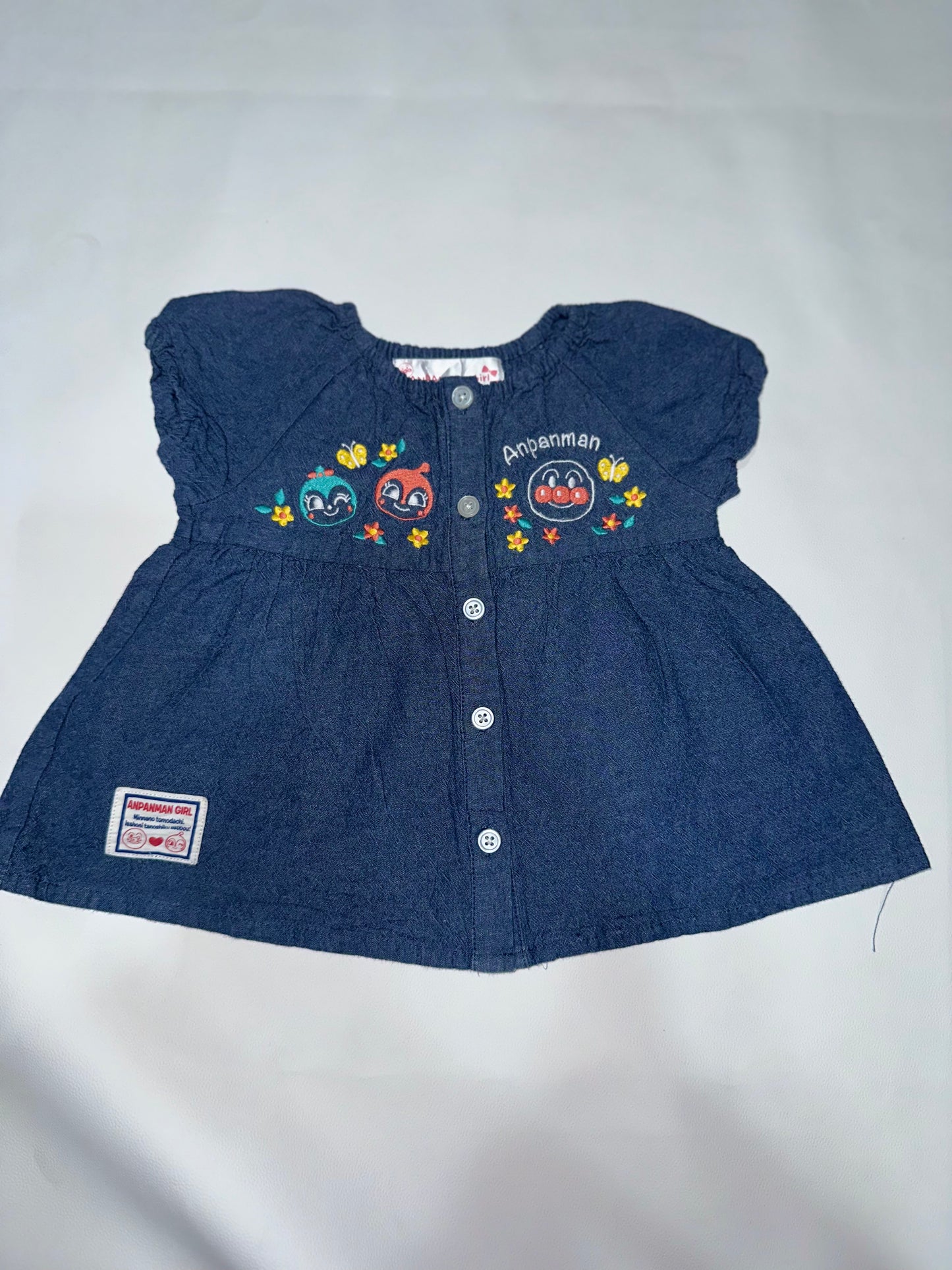 Girls' Preloved Anpanman Denim Peplum Top