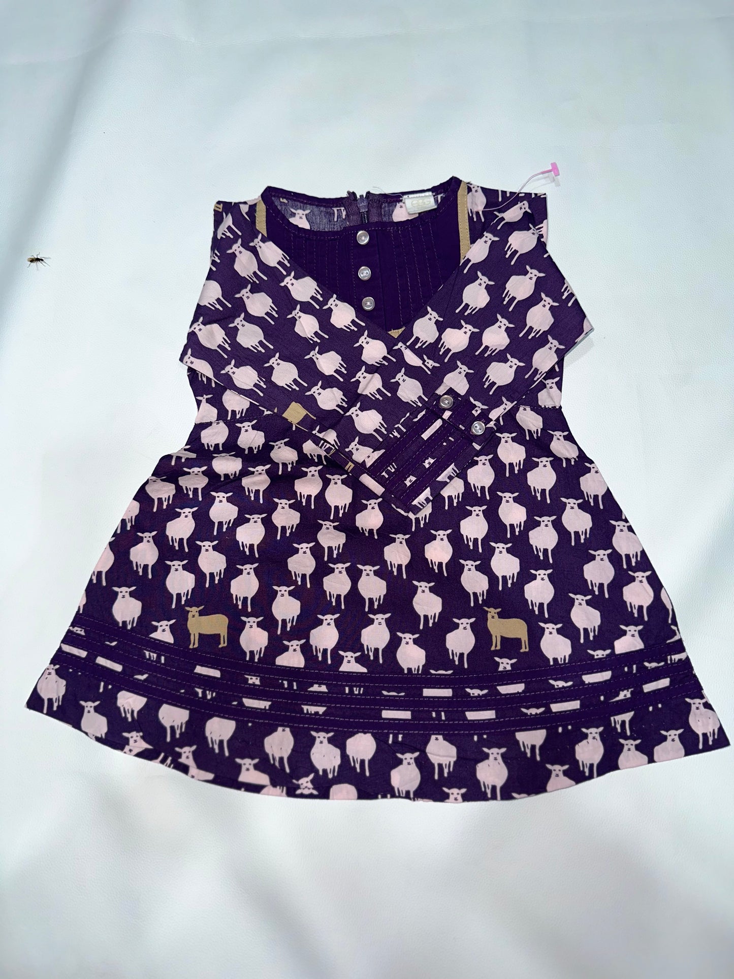 Girls' Preloved Purple Sheep Print Dress