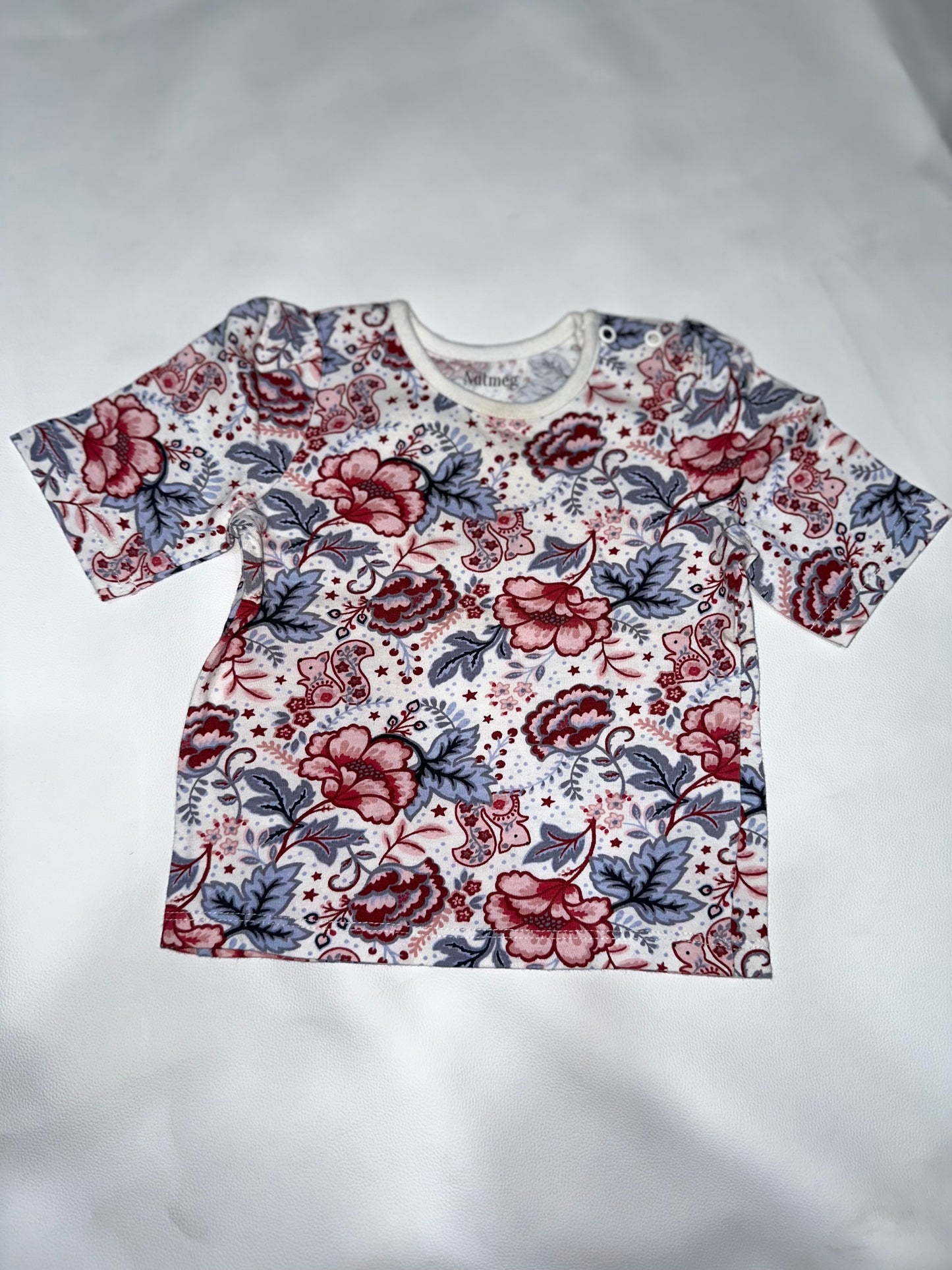 Girls' Preloved Floral Print Shoulder-Snap Top