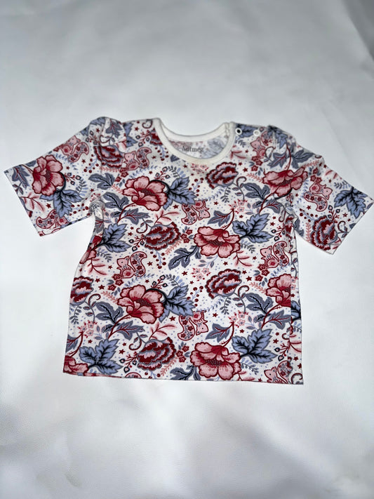 Girls' Preloved Floral Print Shoulder-Snap Top
