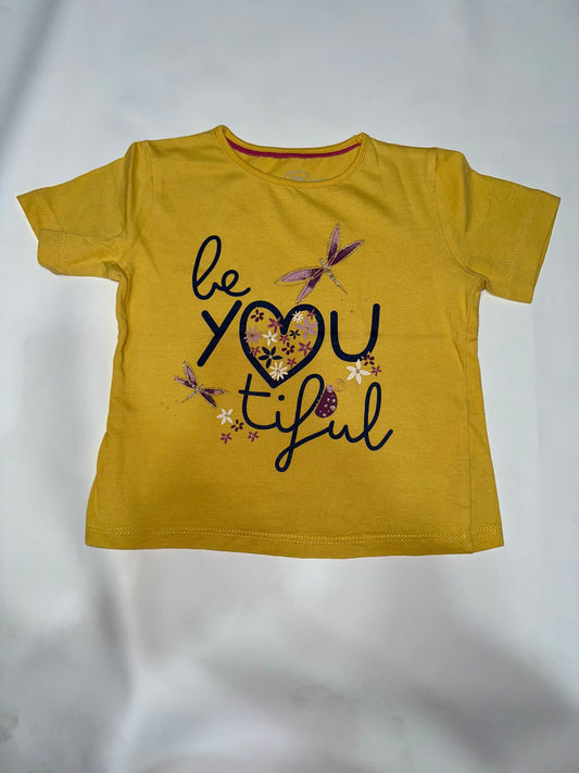 Girls' Preloved Mustard Yellow Dragonfly "Be Youtiful" T-Shirt