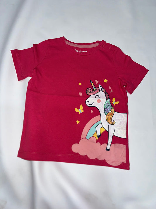 Girls' Preloved Red Sequin Unicorn Graphic T-Shirt