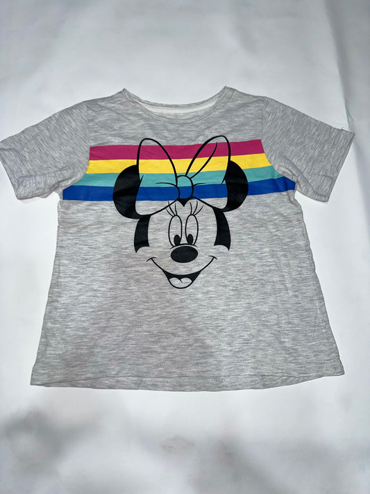 Girls' Preloved Grey Rainbow Minnie Mouse Graphic T-Shirt