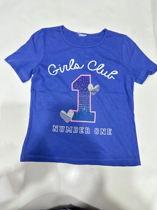 Girls' Preloved Blue Graphic T-Shirt