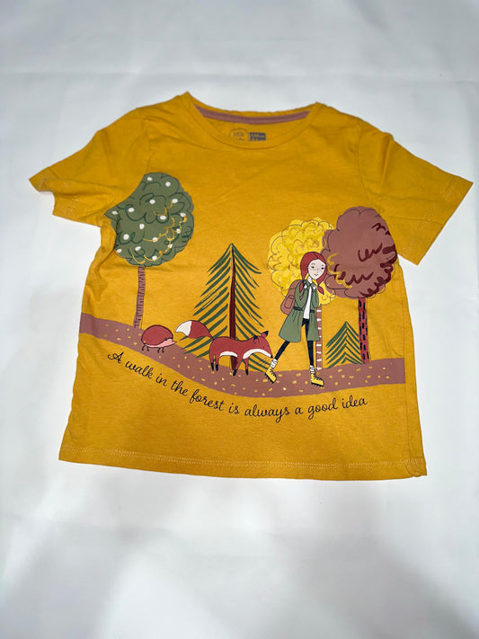 Girls' Preloved Mustard Forest Graphic T-Shirt