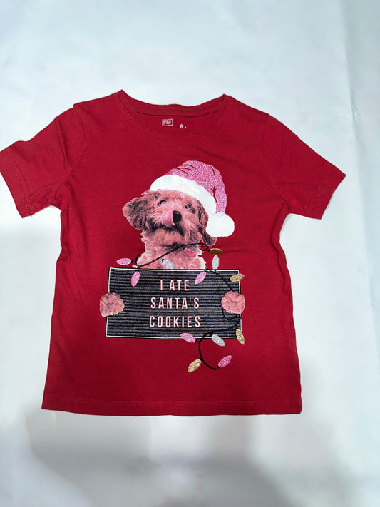 Girls' Preloved Red Holiday Dog Graphic T-Shirt