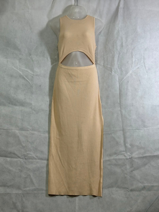 Preloved Supré Pale Butter  Ribbed Cut-Out Sleeveless Maxi Dress