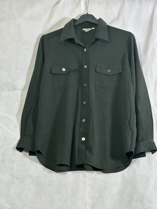 Preloved Marie Reine Dark Forest Green Button-Down Utility Shirt