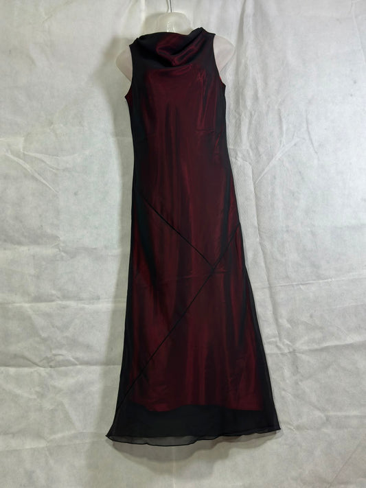 Preloved Le ciel Two-Tone Crimson Red & Black Sheer  Evening Maxi Dress