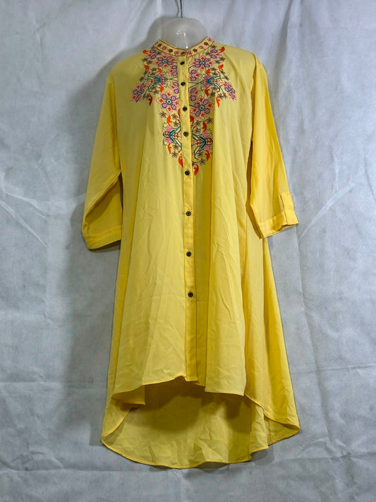 Preloved EX YELLOW Bright Yellow Embroidered High-Low Kurti Tunic Dress