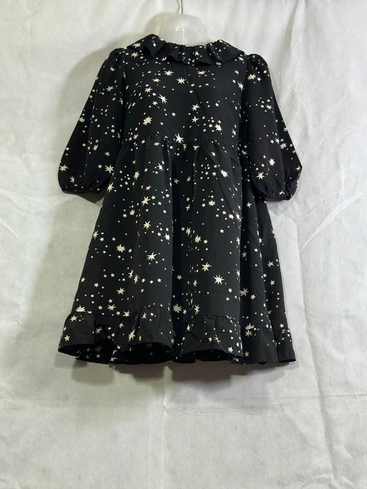 Preloved New Look Black Celestial Star Print Ruffle Collar Smock Mini Dress