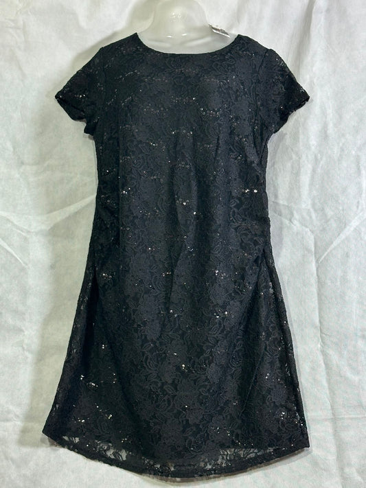 Preloved George Maternity Black Sequin Floral Lace Short Sleeve Mini Dress