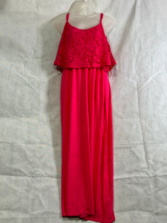 Preloved George Bright Fuchsia Pink Lace Trim Cami Maxi Dress