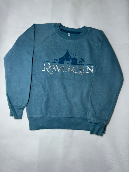 Preloved Raveleijn Slate Blue Silver Foil Castle Graphic Sweatshirt