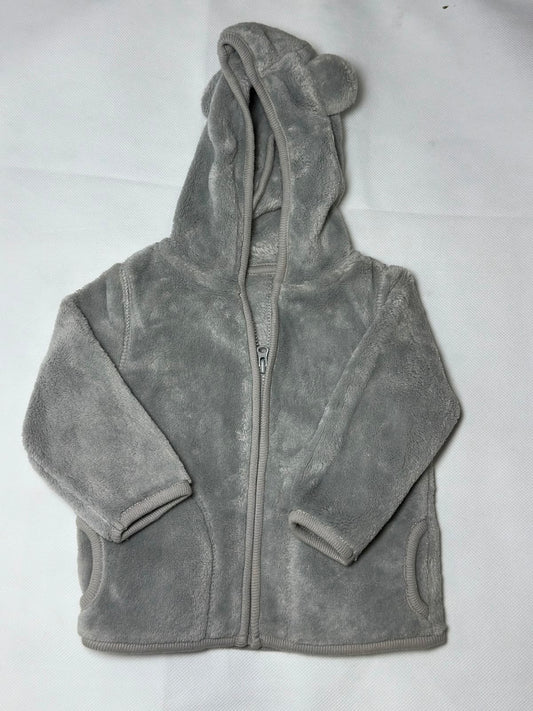 Preloved Grey Plush Sherpa Fleece 3D Bear Ear Full-Zip Jacket