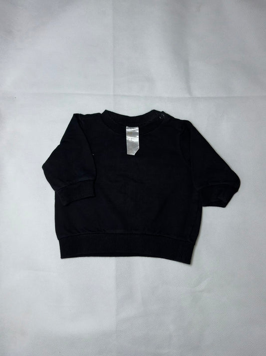 Preloved H&M Plain Solid Black Shoulder Snap Crewneck Sweatshirt