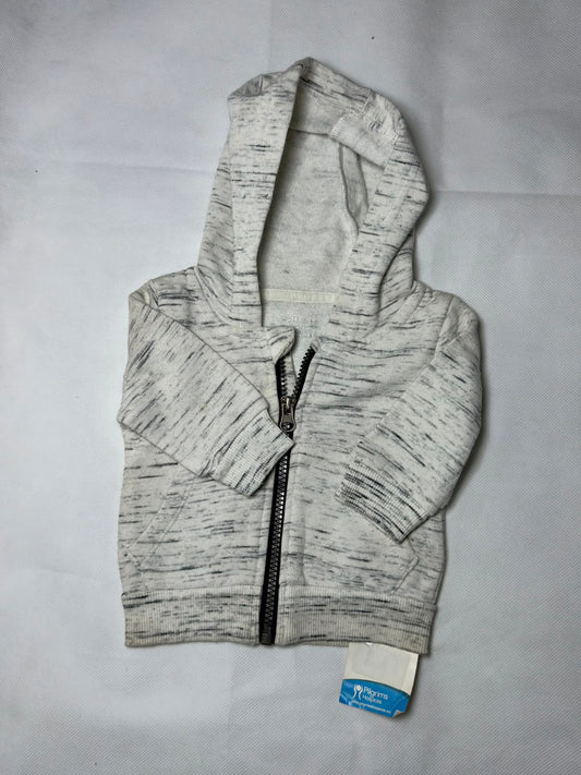 Preloved Primark White & Grey Space-Dye Full-Zip Fleece Hoodie
